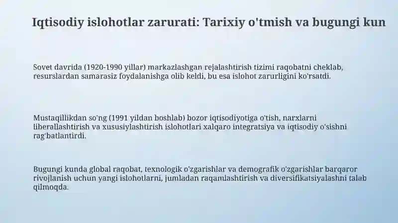 Iqtisodiy islohotlar davr talabi 3