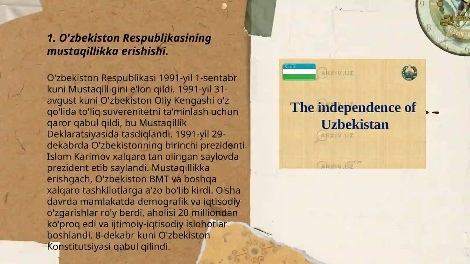 O'zbekiston Respublikasining mustaqillik yo'lini topish 3