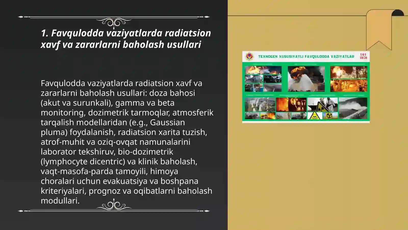 Favqulodda vaziyatlarda radiatsion, kimyoviy vaziyatlarni baholash 3