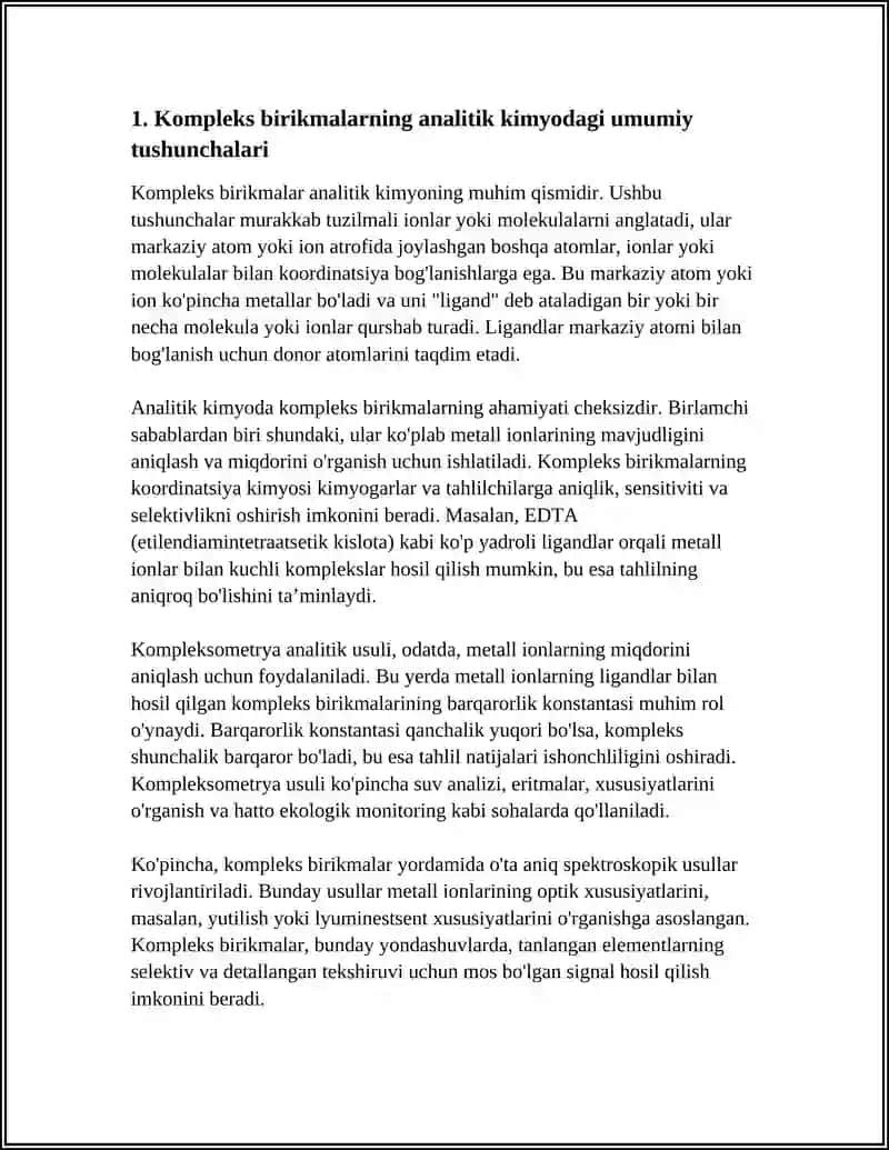 Kompleks birikmalarning analitik kimyodagi ahamiyati 3