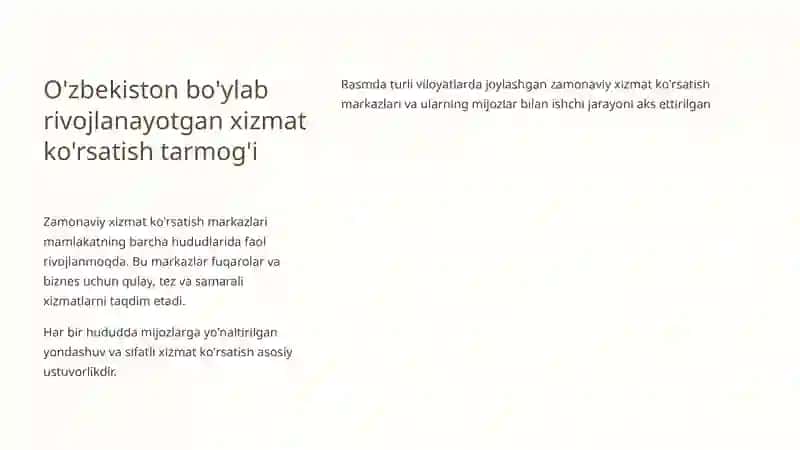O'zbekiston iqtisodiyotining kelajagi: xizmatlar sektori orqali hududlarni rivojlantirish va barqaror o'sishga erishish strategiyasi 3