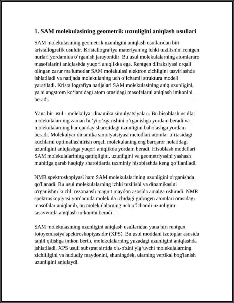 SAM molekulasining uzunligini hisoblash 3