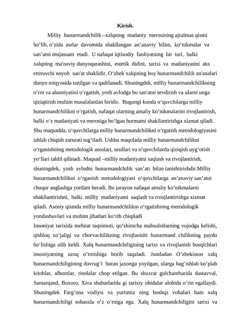 O’quvchilarga Milliy xalq hunarmandchiligi texnologiyasi 3