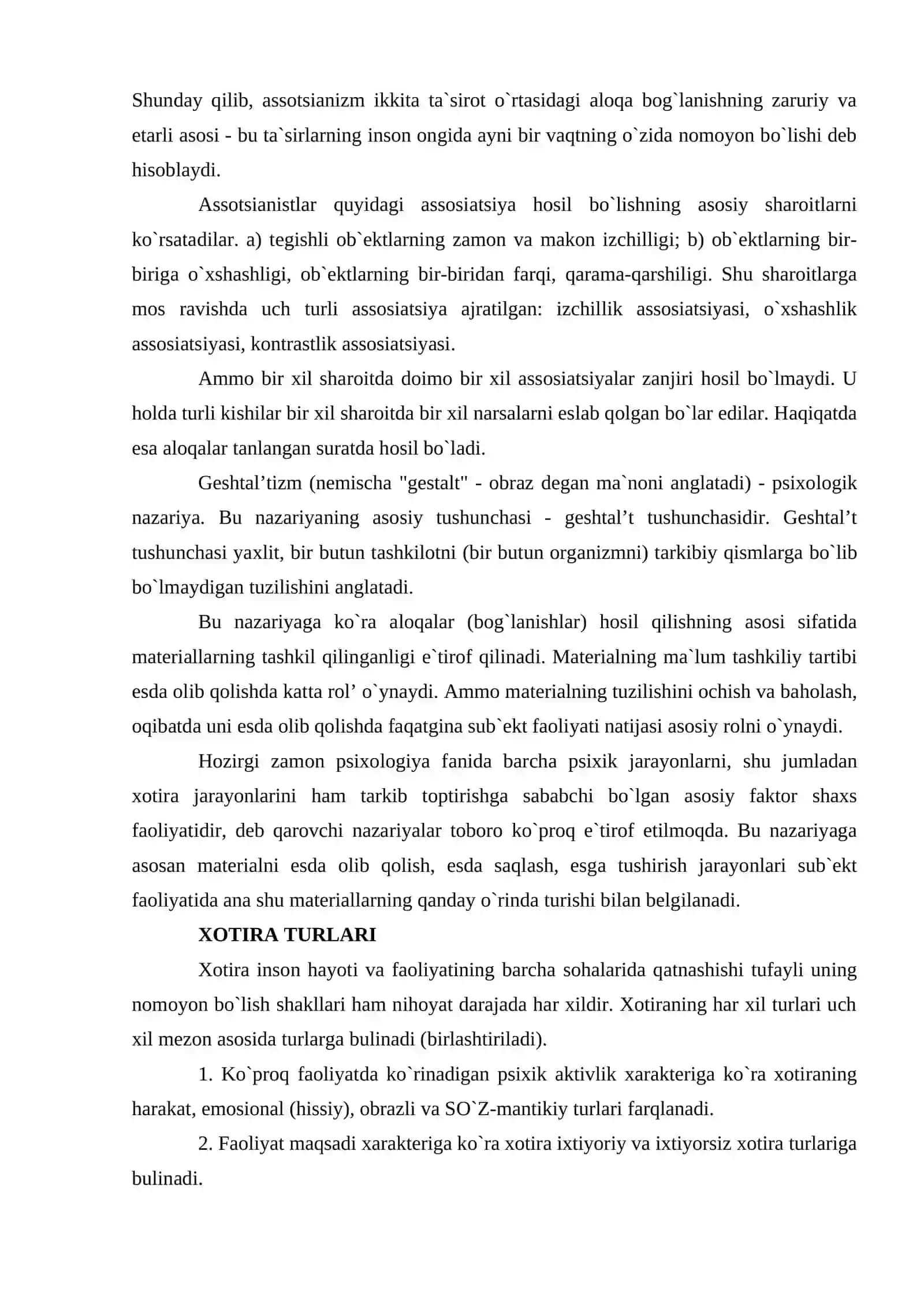 Xotira haqida tushuncha va uning turlari 3