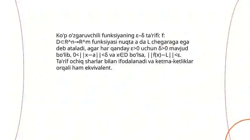Kop ozgaruvchili funksiyaning limiti va uzluksizligi 3