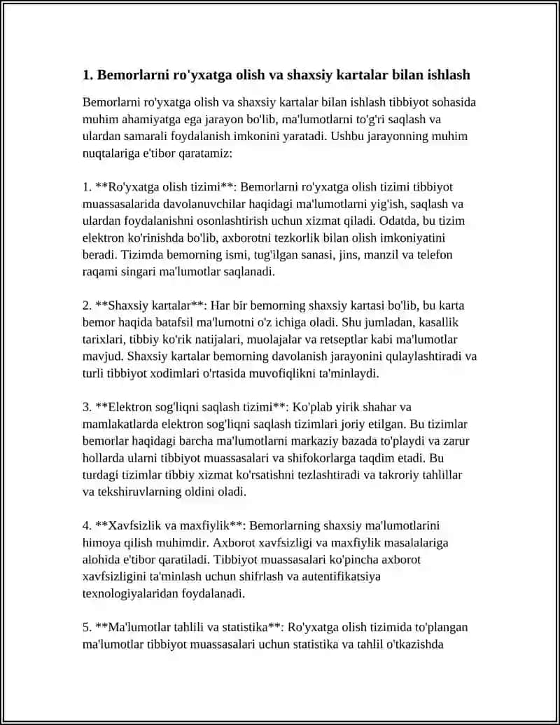 TIBBYOT SOHASIDA MAʼMURIY HUJJATLAR BILAN ISHLASH 3