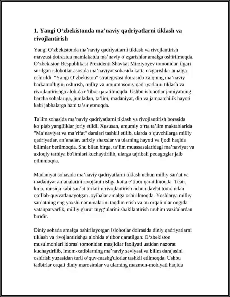 Maʼnaviy qadriyatlarni tiklash va rivojlantirish 3