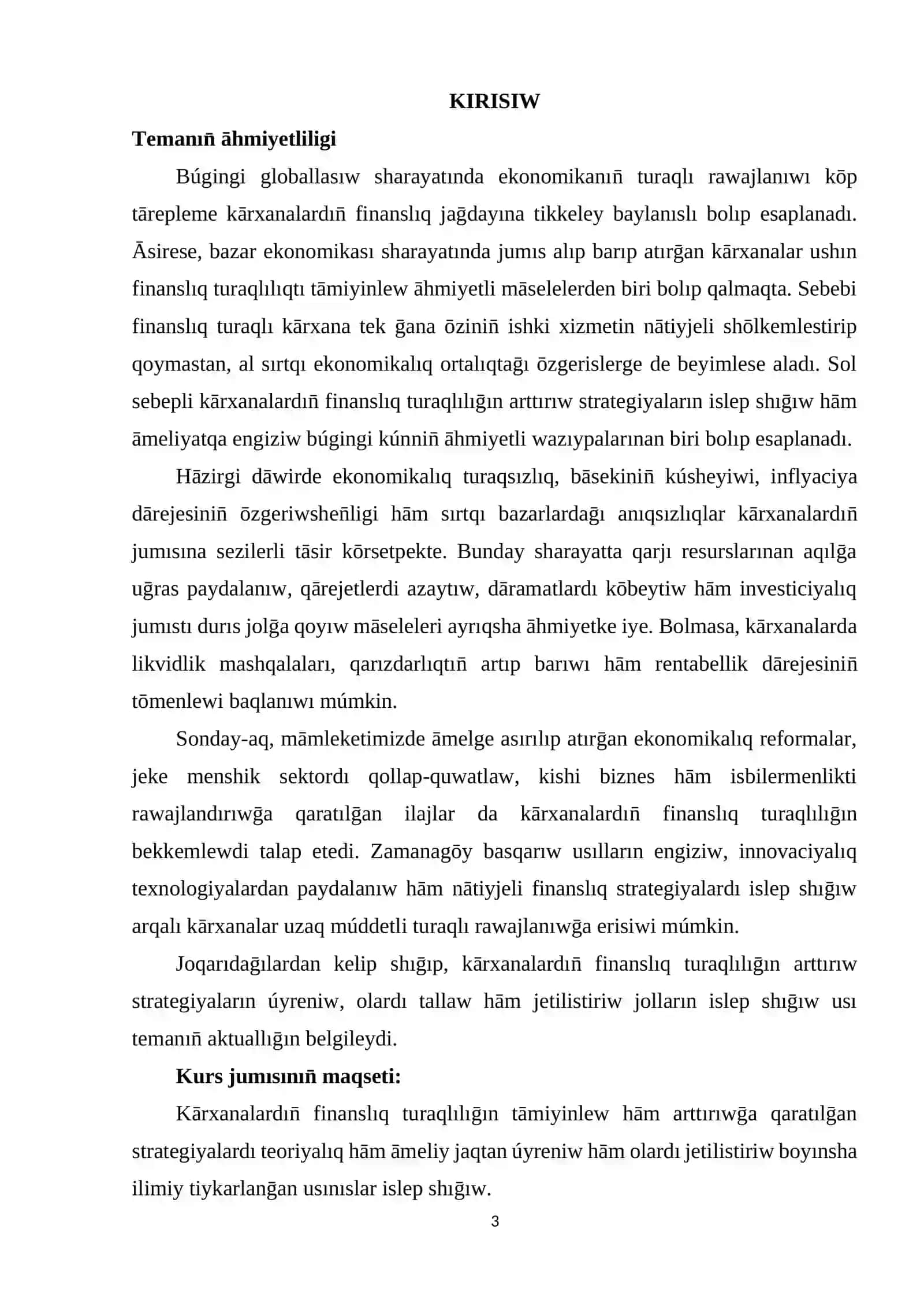 Kārxanalardın̄ finanslıq turaqlılıḡın arttırıw strategiyaları 3