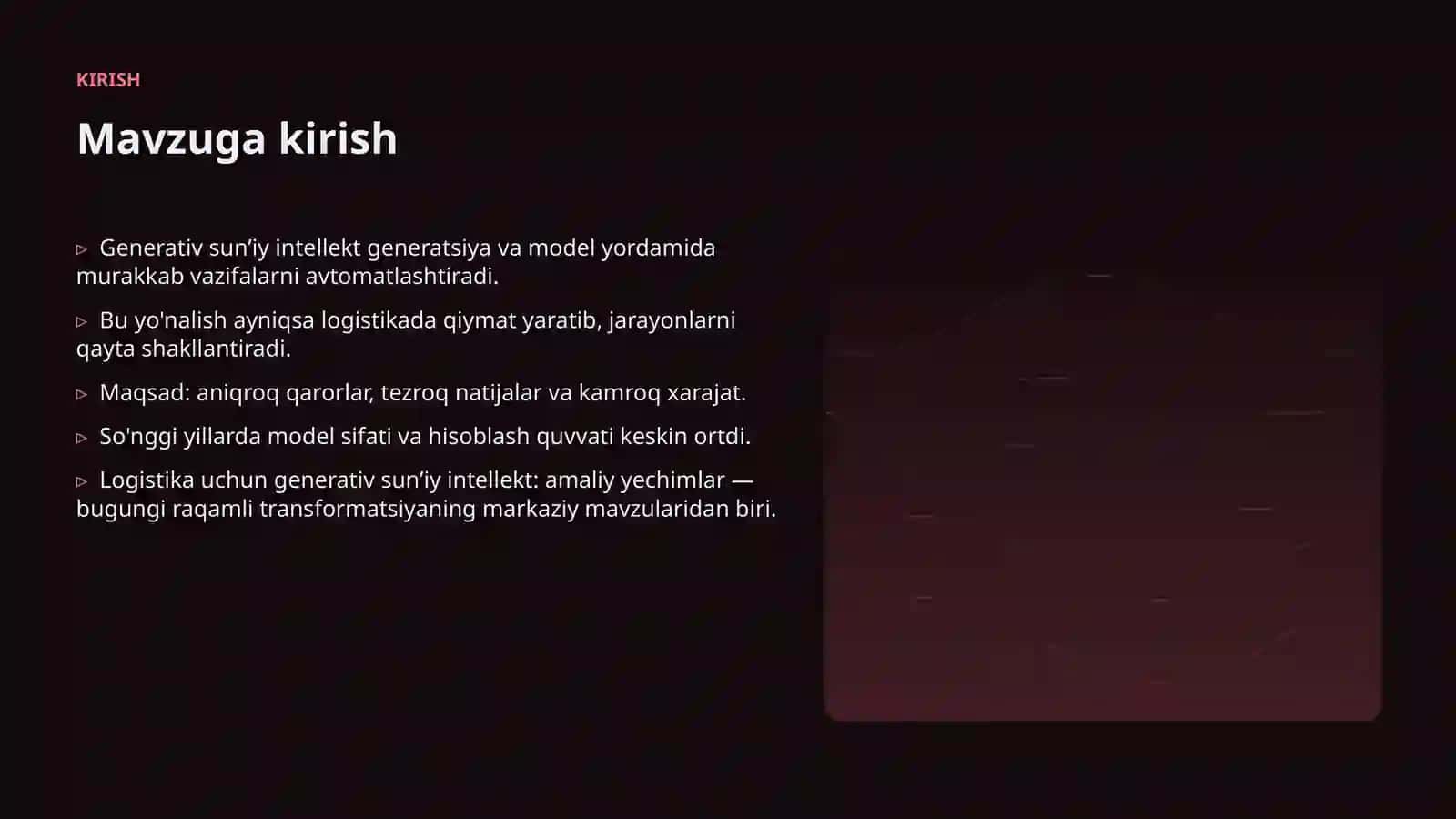 Premium Taqdimot: Logistika uchun generativ sunʼiy intellekt 3