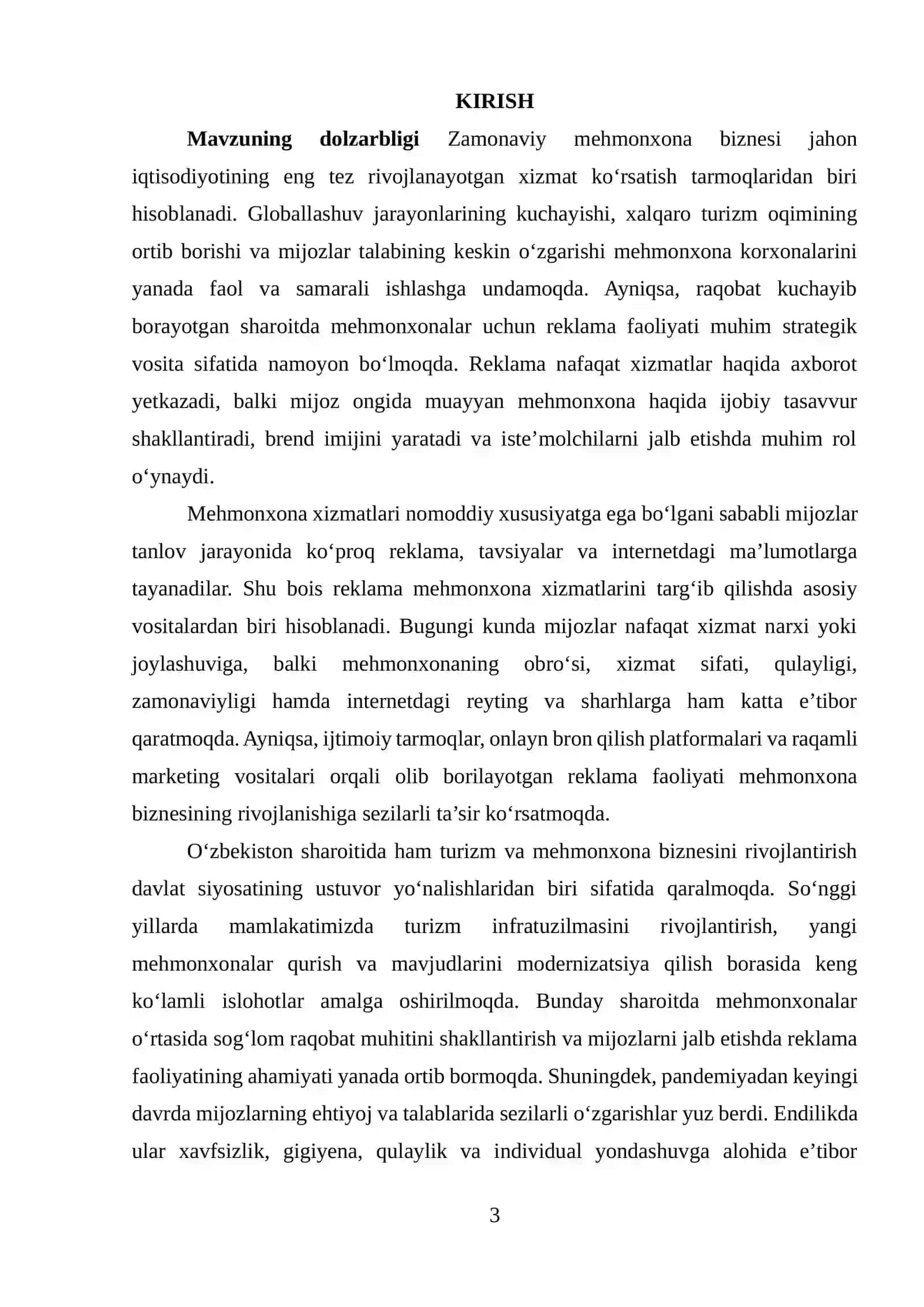 Mehmonxona biznesini rivojlantirishda reklamaning o’rni 3