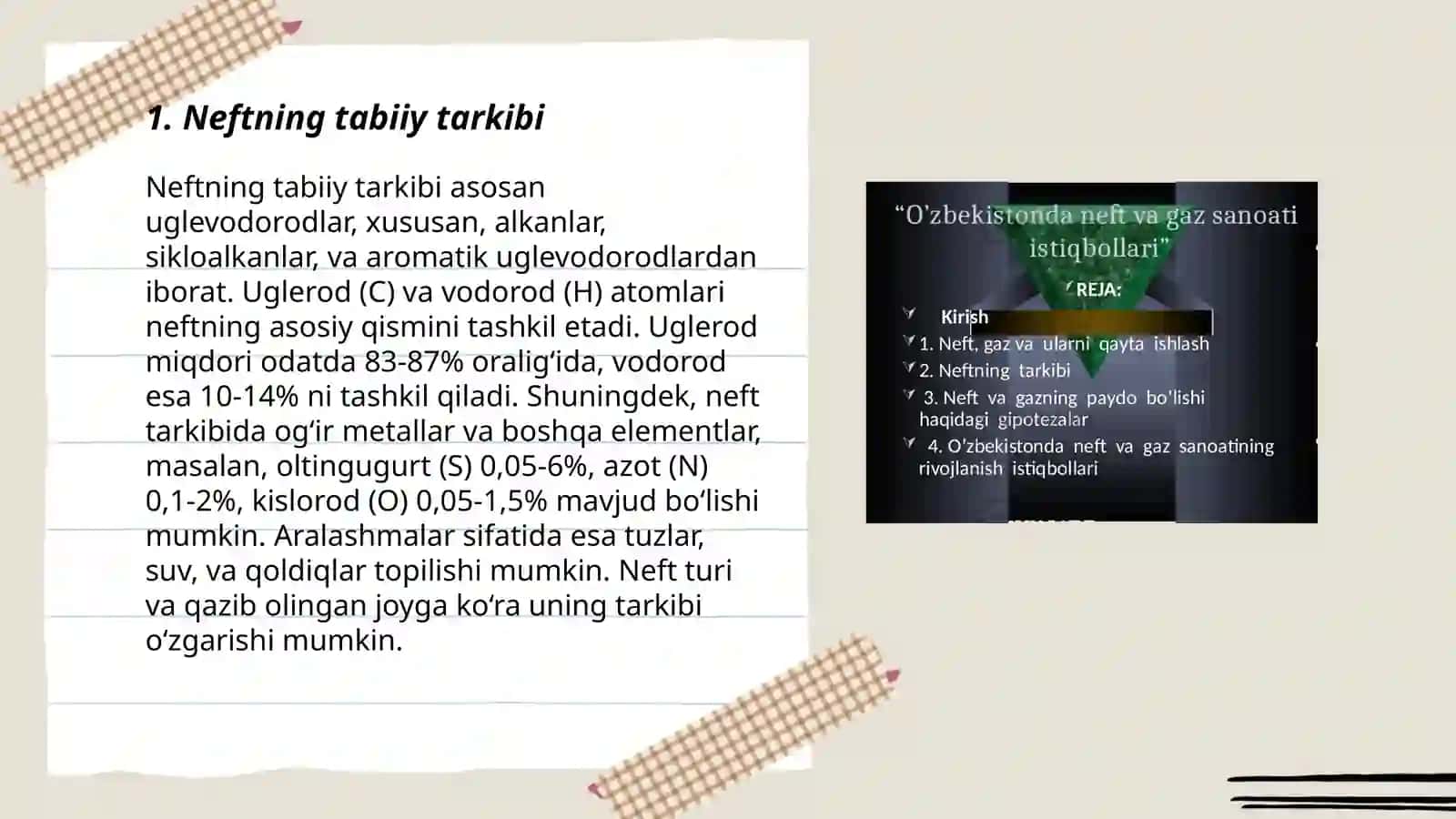 Neft tarkibidagi boshqa moddalarning mavjudligi 3