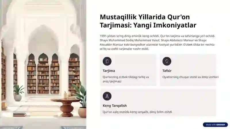 Mustaqillik Yillarida Qur’oni Karimning O’zbek Tiliga Tarjima Qilinishi va Tafsirlari 3