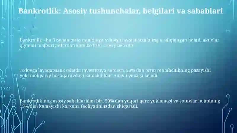 Korxonalar faoliyatida bankrotlik amaliyoti va uning tashkiliy xususiyatlari 3
