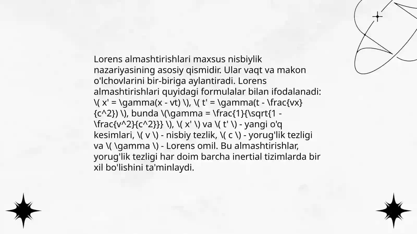 Lorens almashtirishlari va undan chiqadigan xulosalar 3
