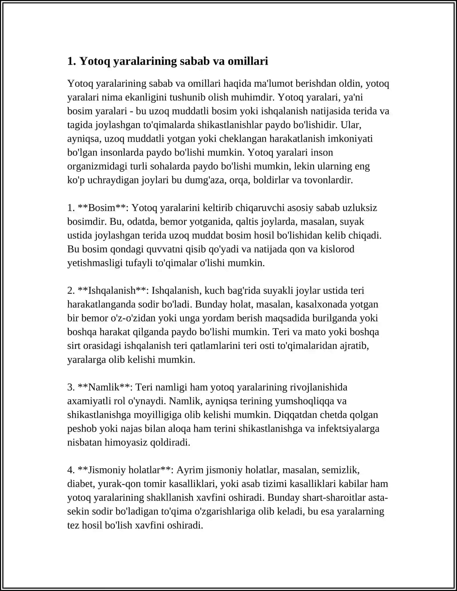 BEMORLARDA YOTOQ YARALARINI OLDINI OLISH 3