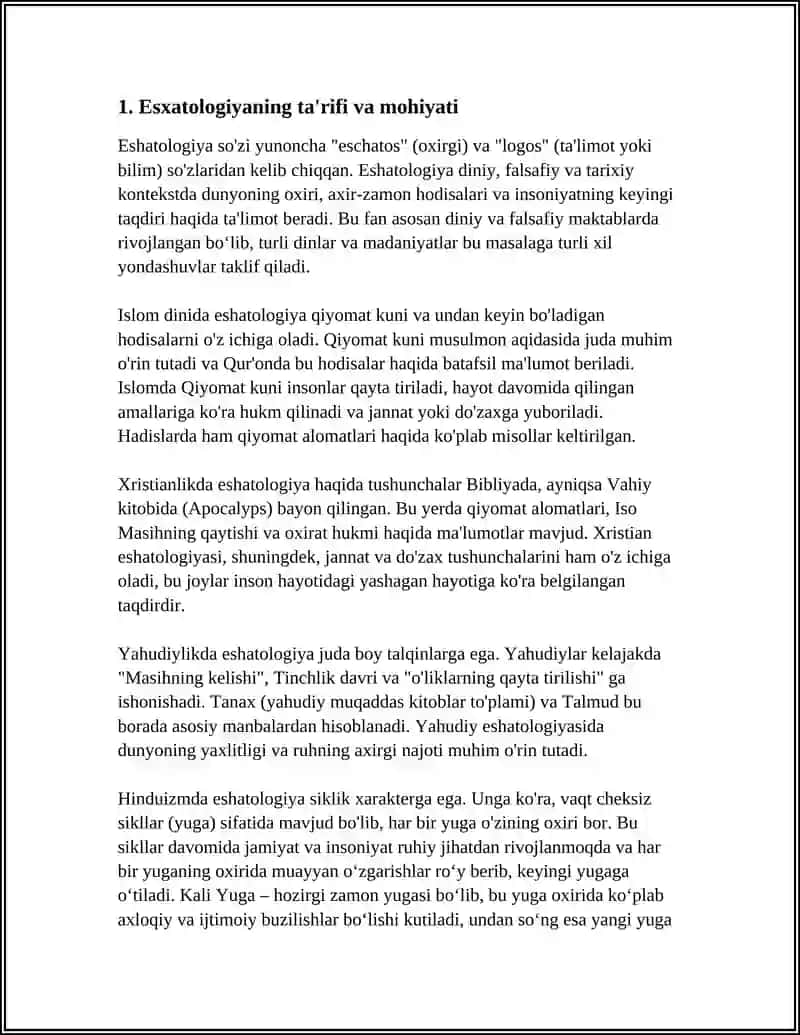 ESXATOLOGIYANING MOHGIYATI: QIYOMAT VA OXIRAT DUNYOSI 3