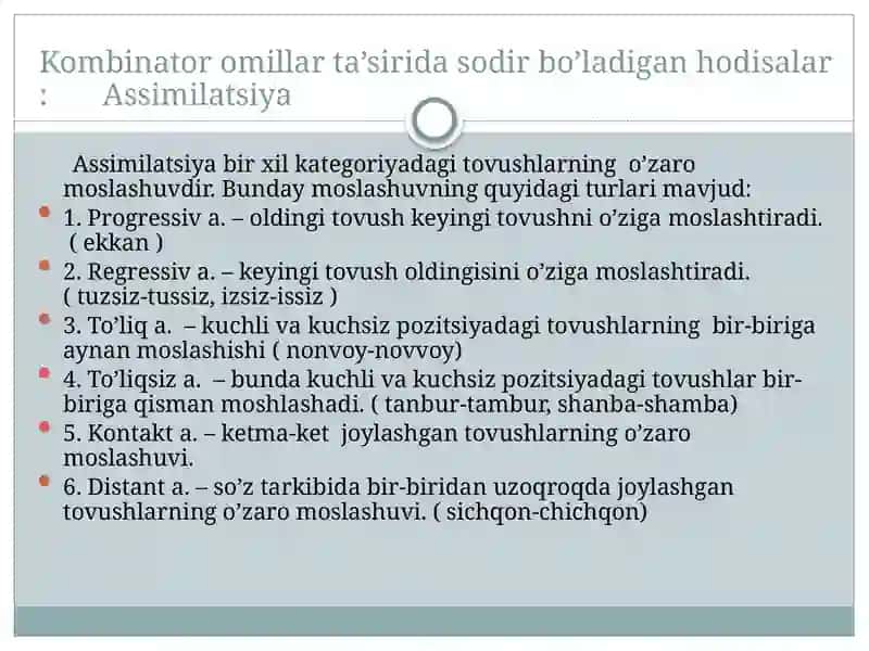 Fonetik jarayonlar. Fonemaning variantlashuv 3