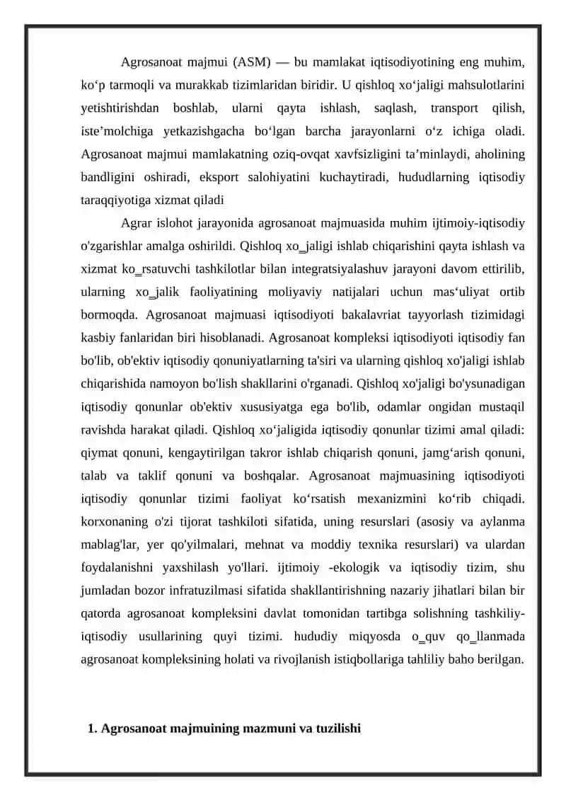Agrosanoat Majmui – Iqtisodiyotning Ko‘p Tarmoqli Tizimi 3