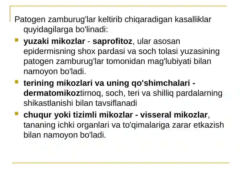 Patagen zamburug'lar qozg'atadigan kasalliklar 3