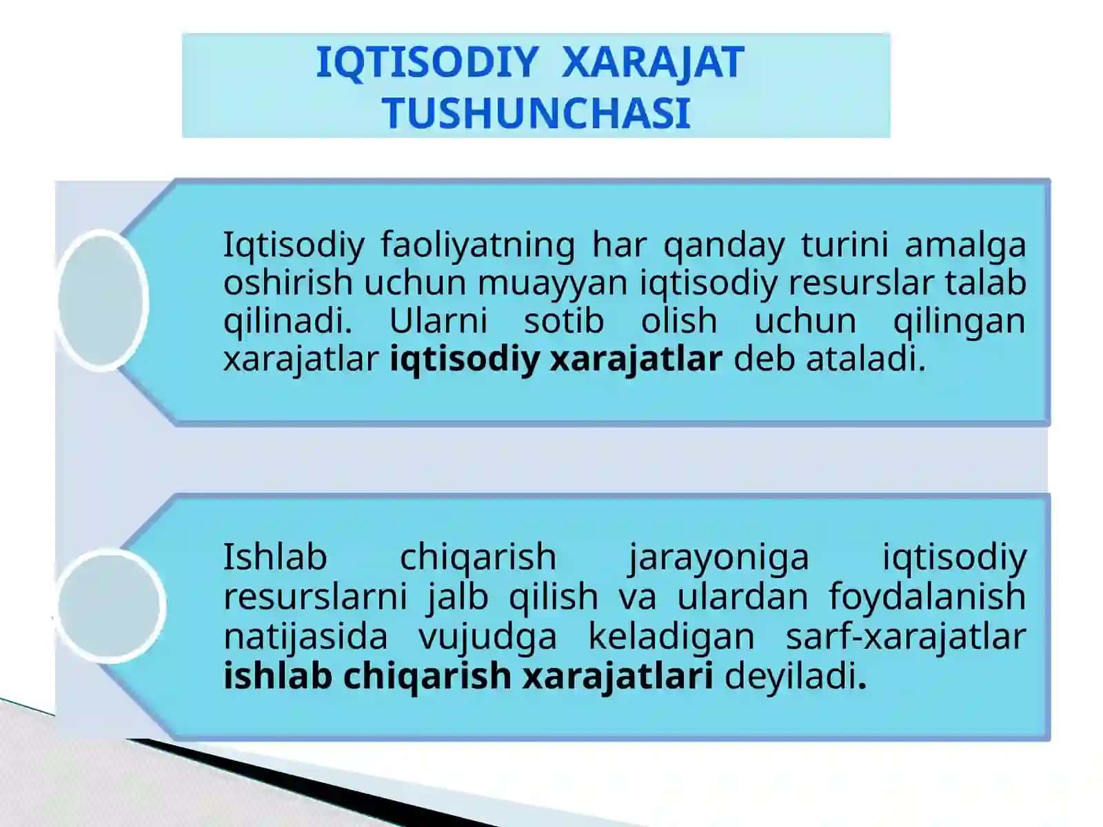 Ishlab chiqarish xarajatlari va foyda 3