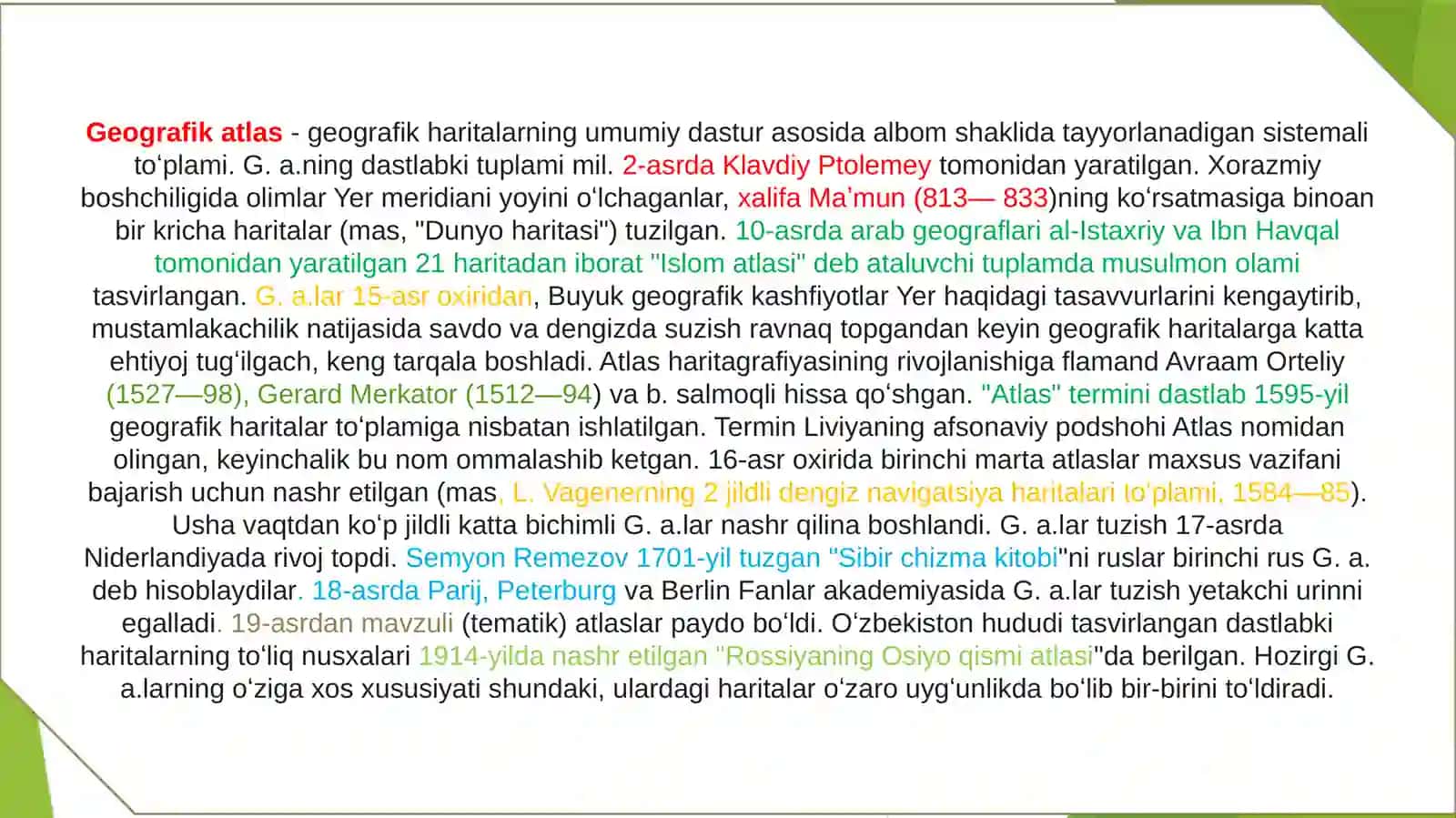 Geografik atlaslar strukturasini tahlil qilish 3