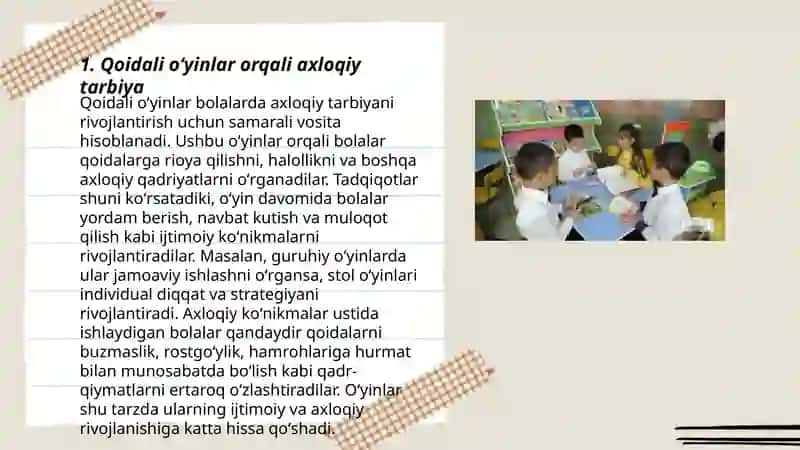 Maktabgacha taʼlim tashkilotlarida Qoidali oʻyinlar bolalarga taʼlim berish shakli sifatida 3