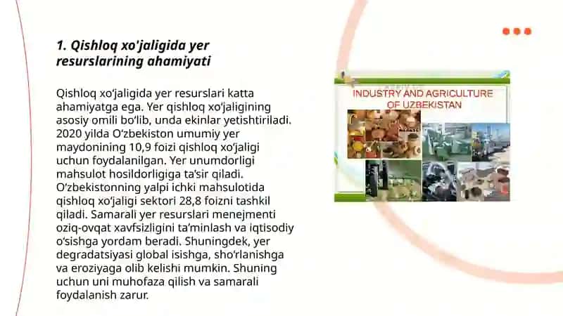 Qishloq xoʻjaligi yer resurslari va ulardan oqilona foydalanish 3