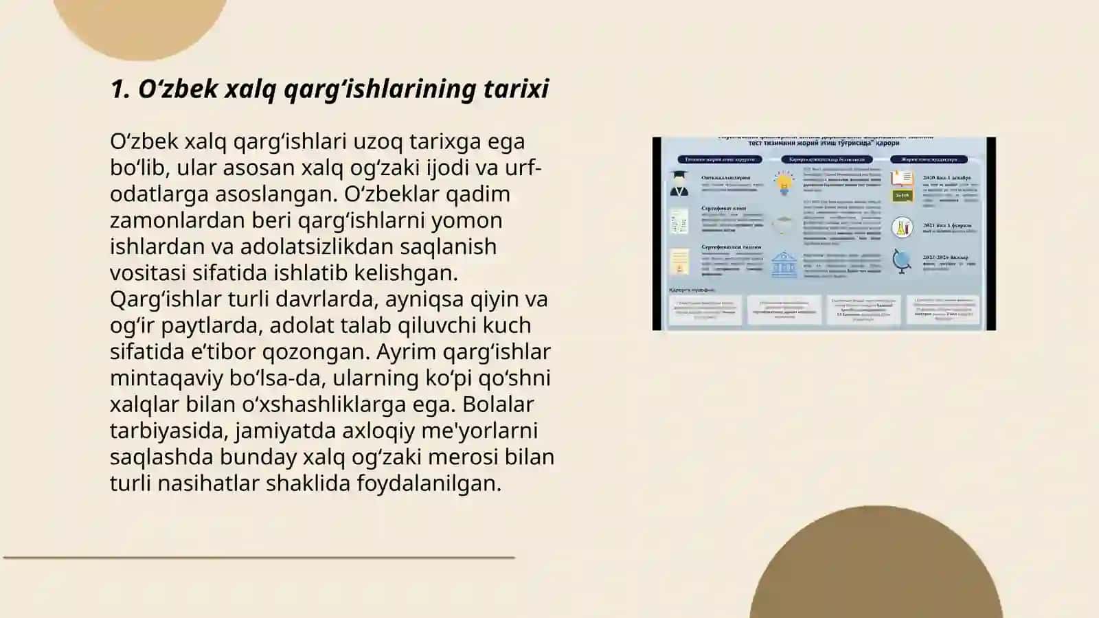 Oʻzbek xalq qargʻishlari va olqishlari mazmunini sharhlab berish 3