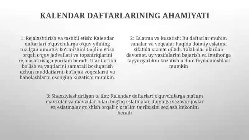 Tabiiy Fanlardan Kalendar Daftari Bilan Ishlash Usullari Va Yuritish 3