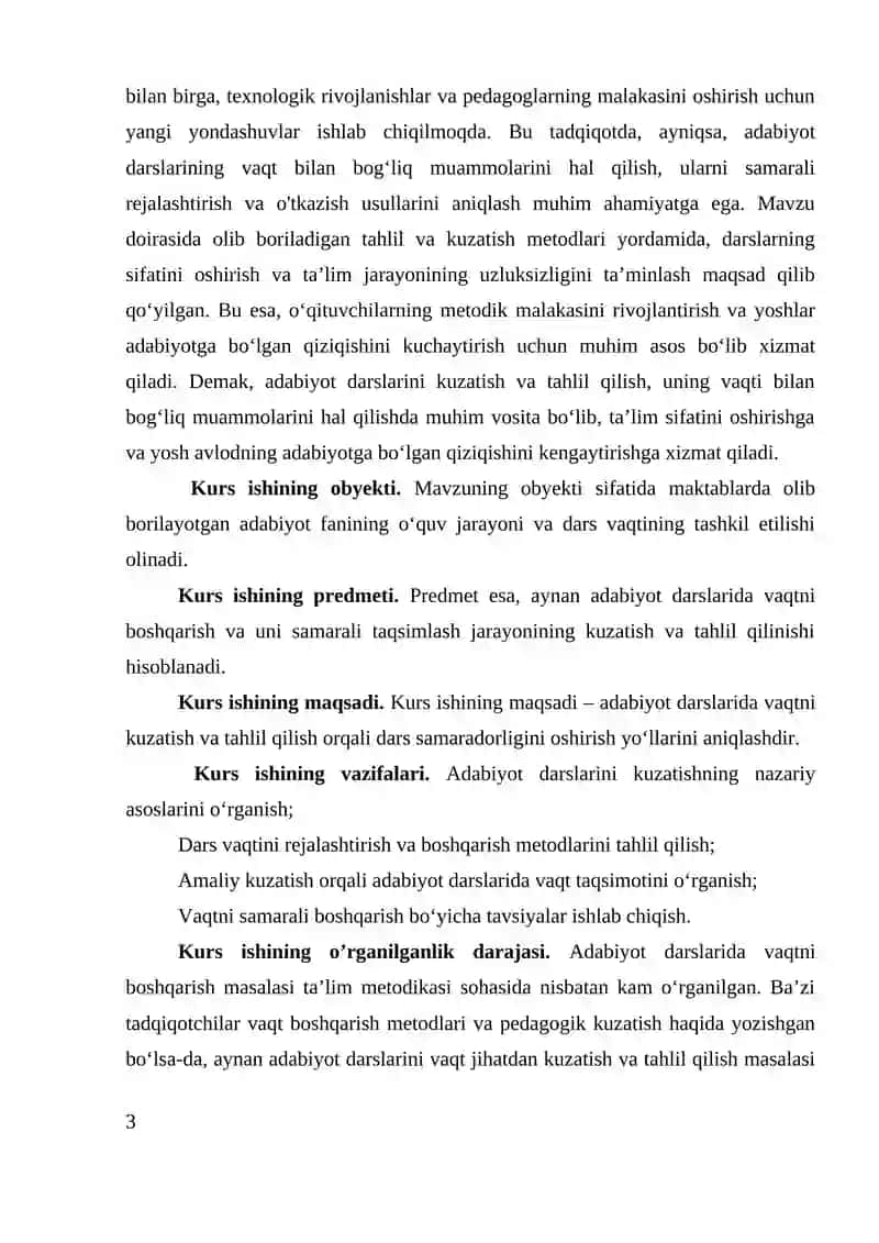 Adabiyot Darslarini Amaliy Kuzatish va Tahlil Qilish 3
