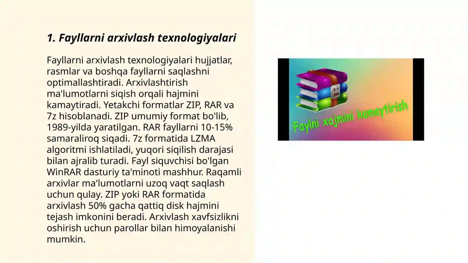 Fayllarni arxivlash va arxivator dastur 3