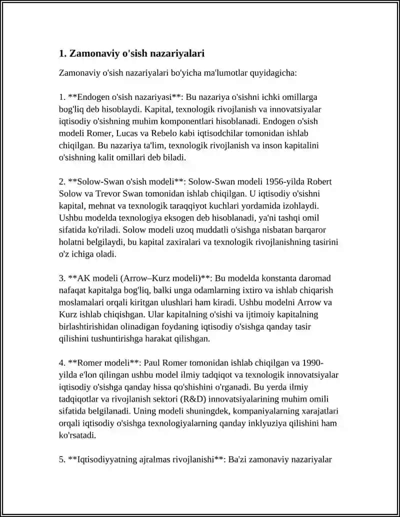 ZAMONAVIY IQTISODIY O'SISH MODELLARI,IQTISODIY INDEKSI KO'RSATKICHLARI TIZIMI 3