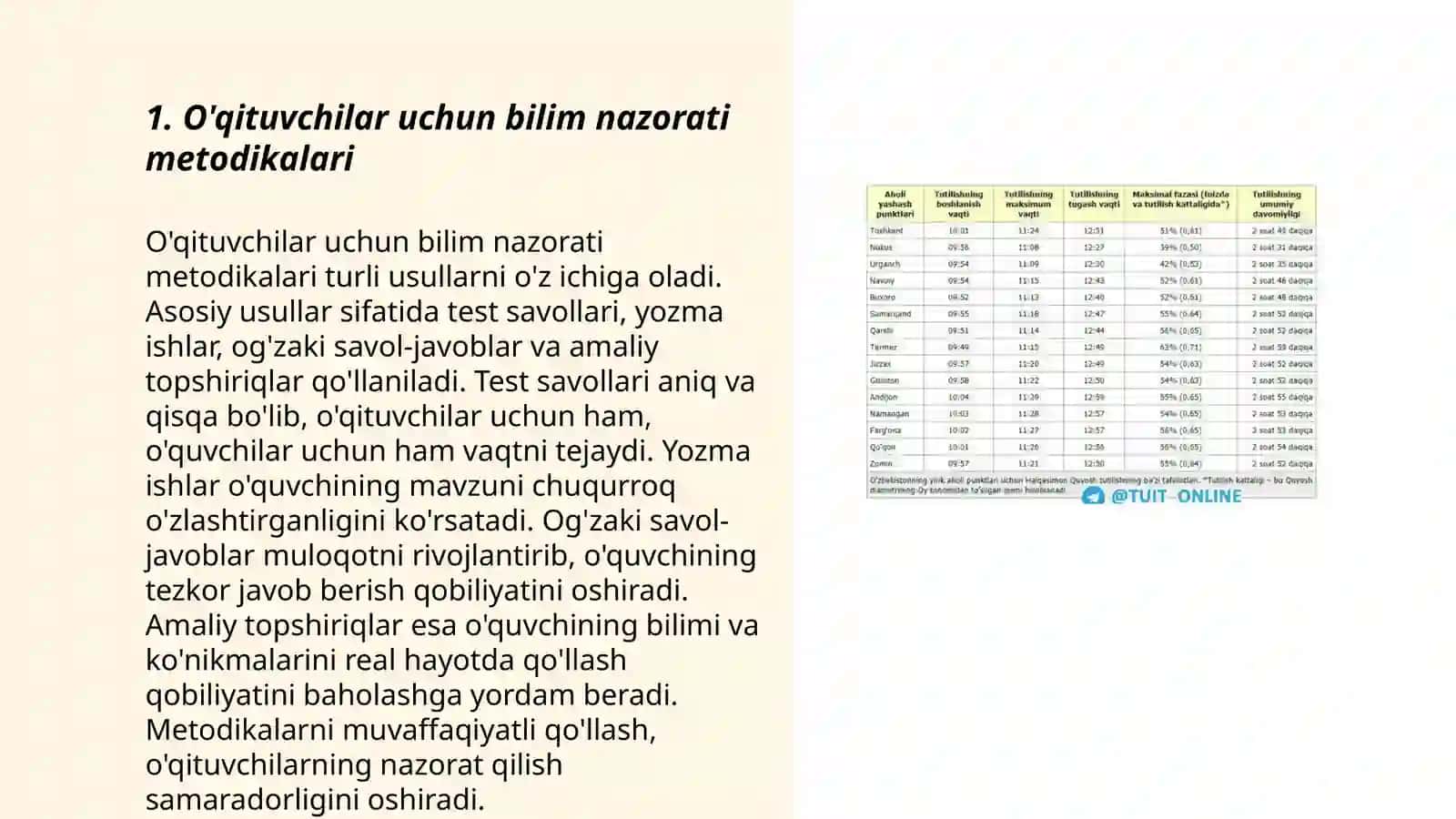 Muayyan mavzular asosida o'quvchilar bilimini nazorat qilish va baxolash uchun topshiriqlar tizimini ishlab chiqish 3
