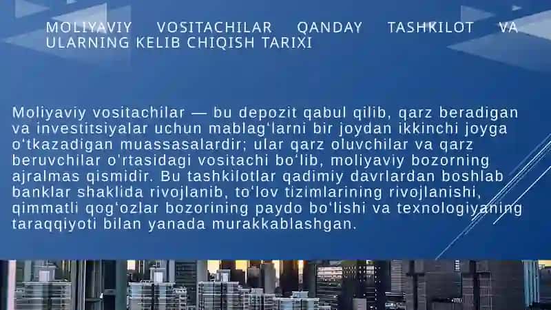 Moliyaviy vositachilar tomonidan ko‘rsatiladigan moliyaviy xizmatlar 3