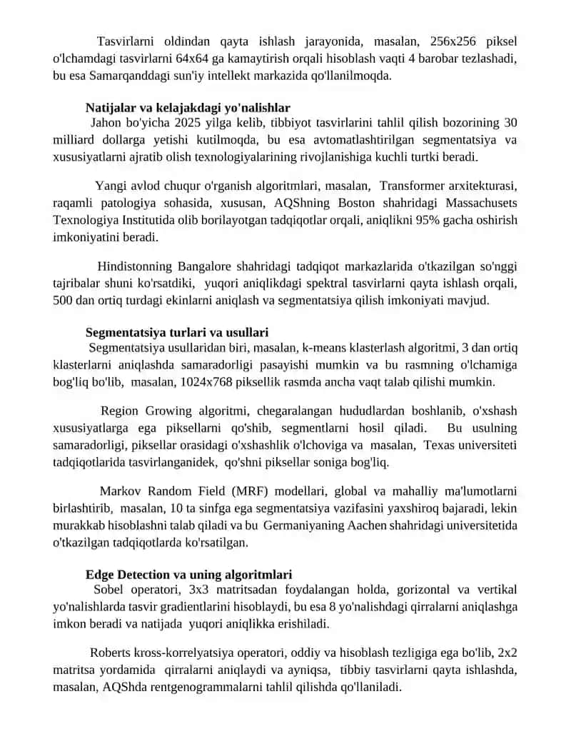 TASVIRLARGA ISHLOV BERISH. XUSUSIYATLARNI EKSTRAKSIYALASH VA SEGMENTATSIYA 3