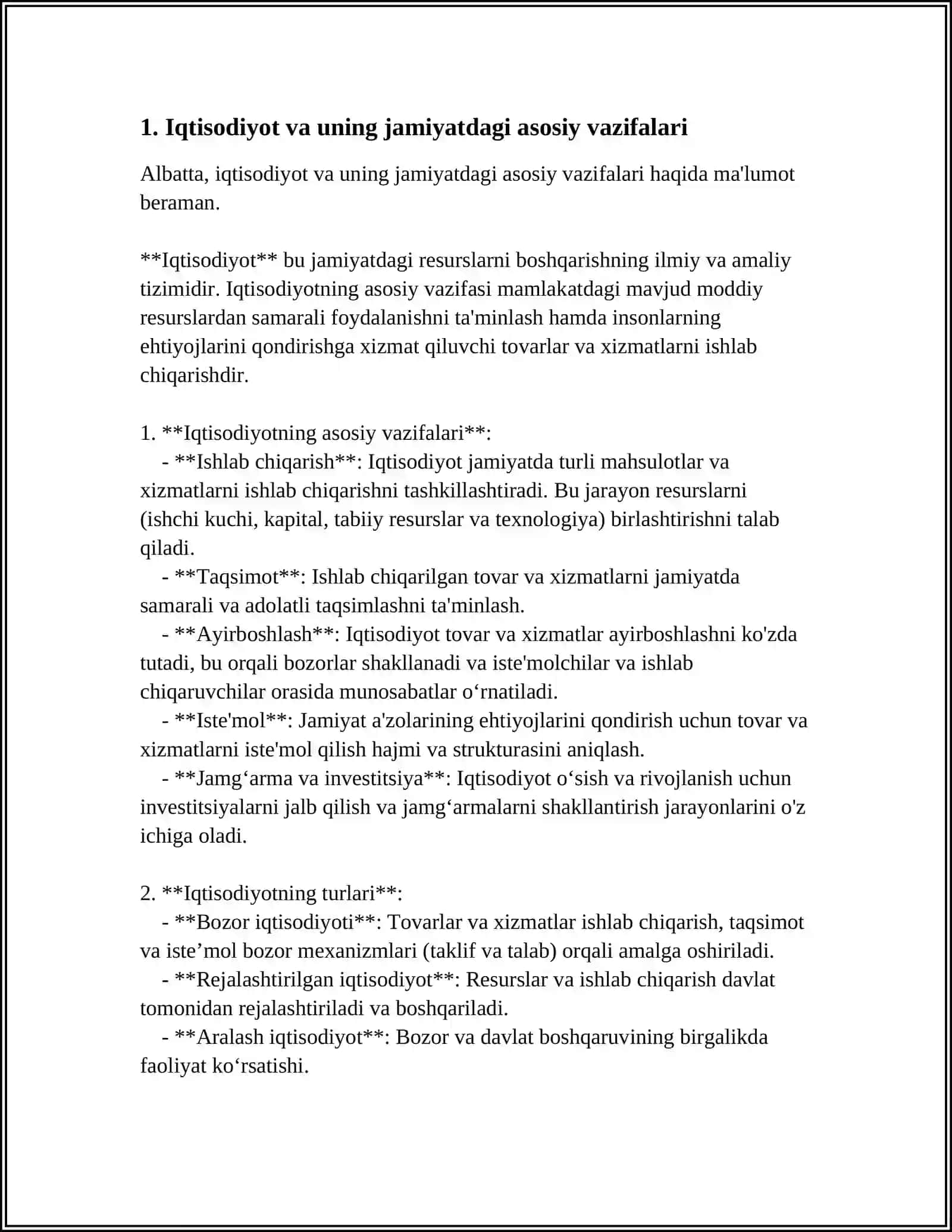 IQTISODIYOTNING JAMIYATDA TUTGAN O'RNI 3