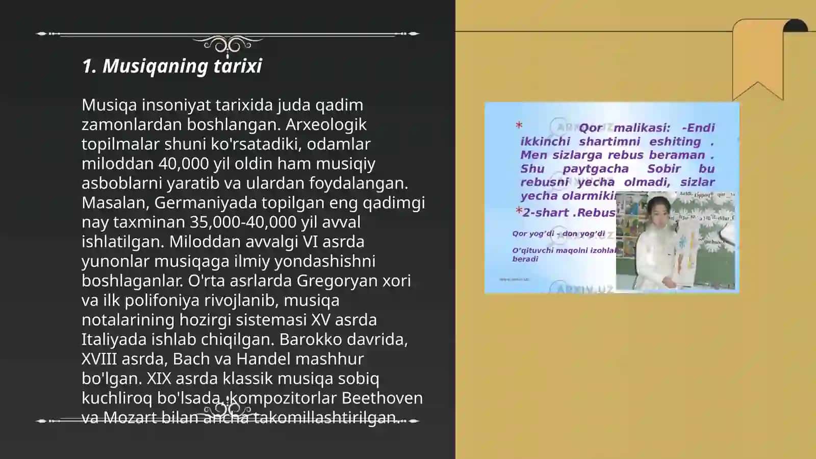 Musiqada bir soatlik dars ishlanma tayorlash 3