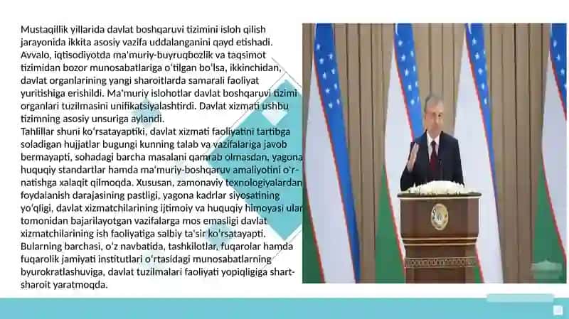 Mustaqillik yillarida davlat boshqaruvi tizimida amalga oshirilgan islohotlar 3