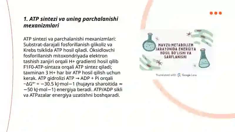 Metabolizm jarayonida energiya hosil bulishi va sarflanishi Xushmurodova Ruxshona 3