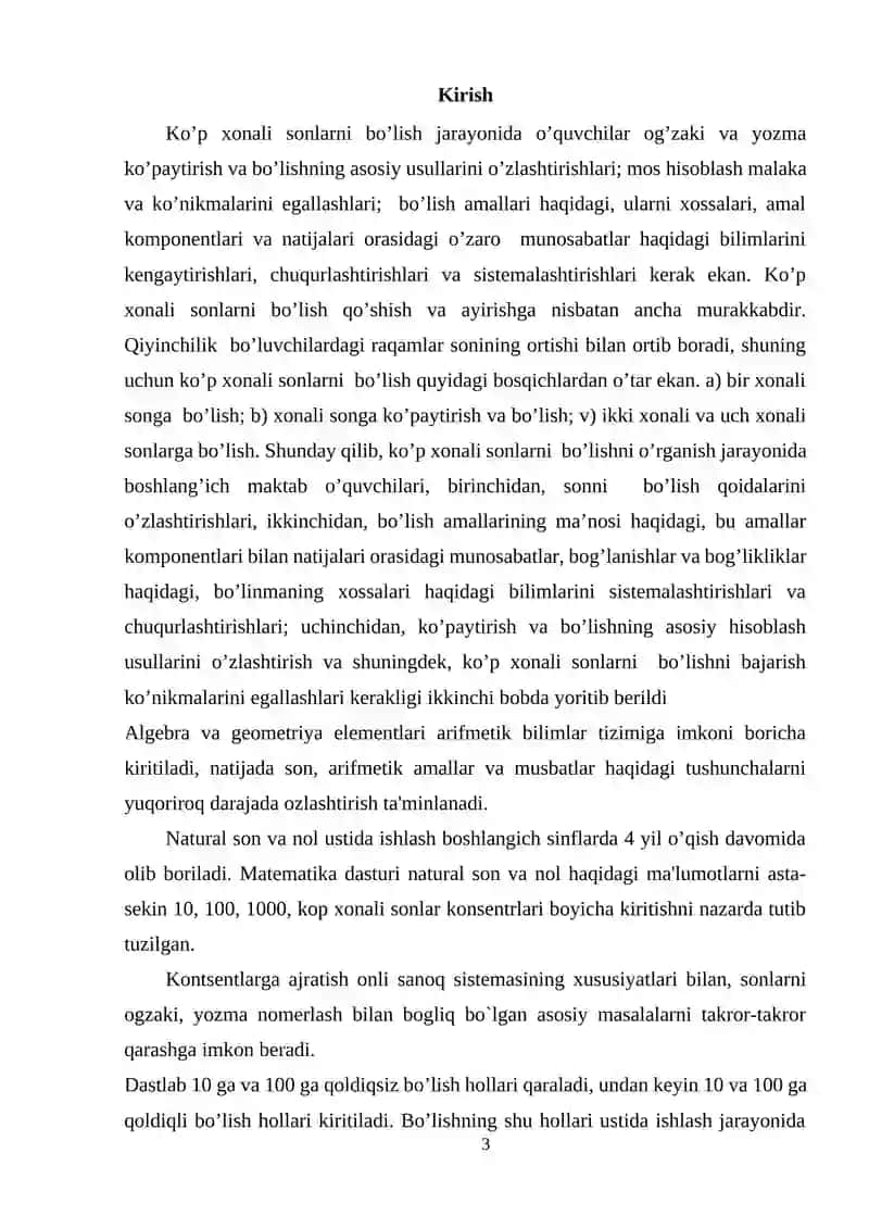 Boshlangʻich sinf matematika darslarida koʻp xonali sonlarni boʻlish metodikasi 3