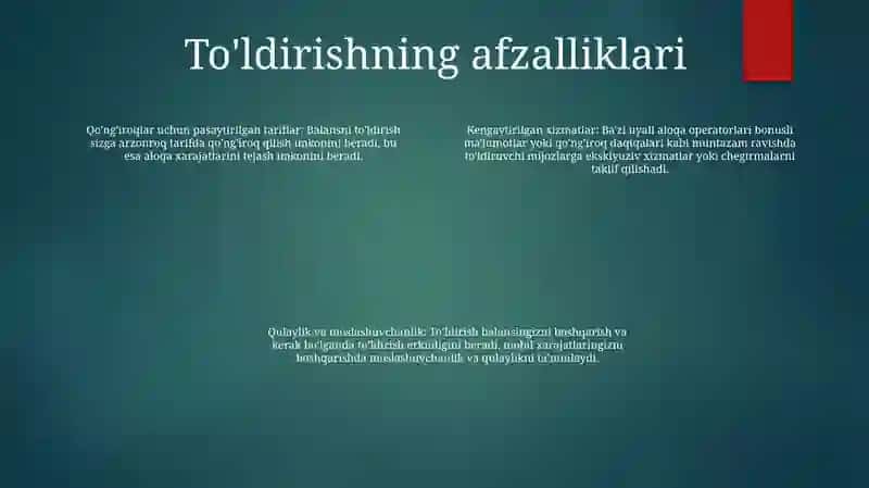 Balansni To'Ldirish 3