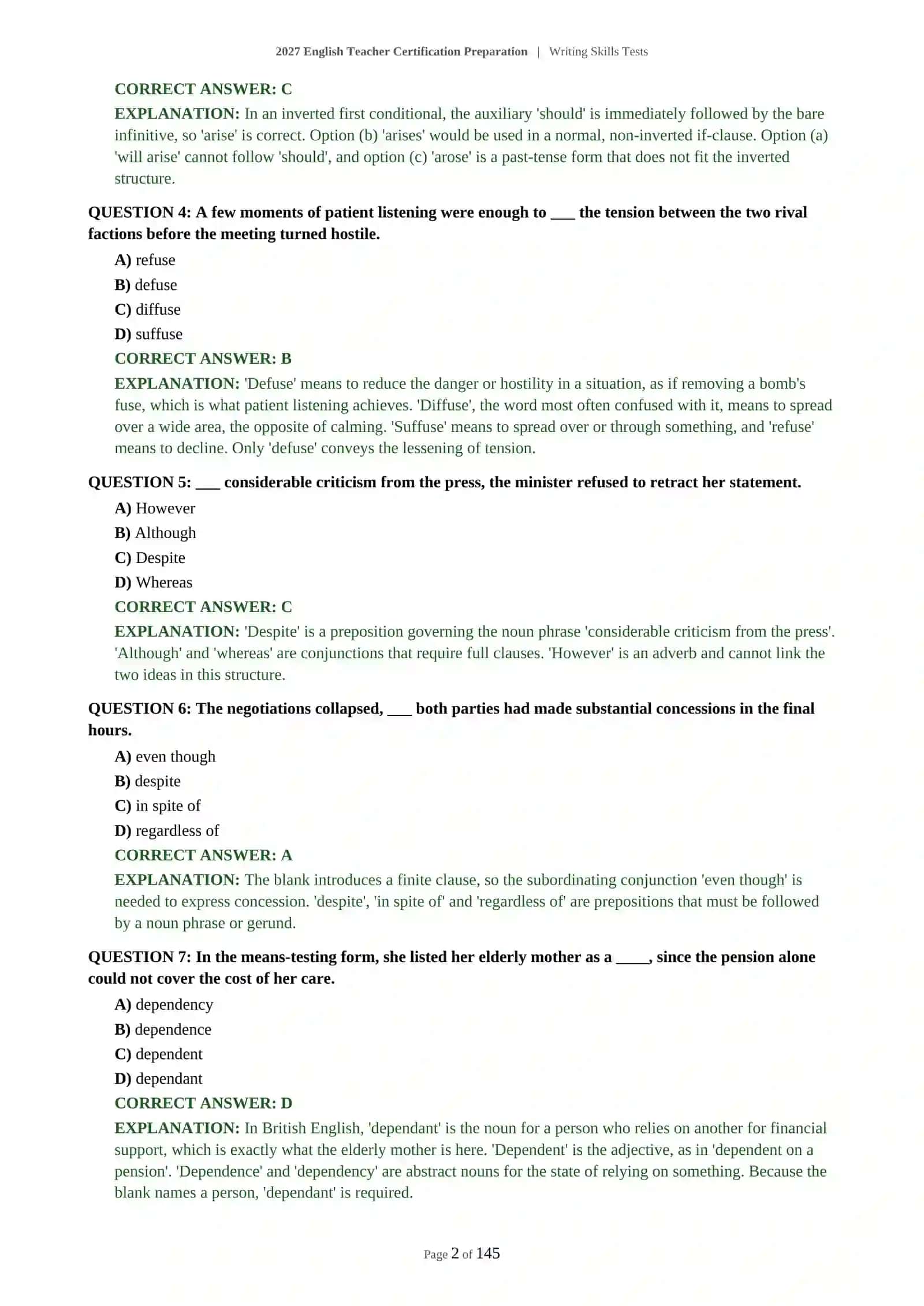 2027 English Teacher Certification Preparation | Writing Skills Tests 3