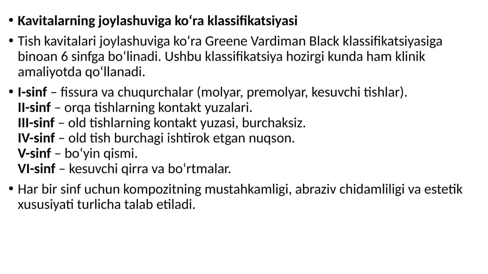 TISH QATTIQ TO’QIMALARI KASALLIKLARIDA NUQSONNING JOYLASHUVI VA CHUQURLIGIGA QARAB PLOMBA KOMPAZIT ASHYOLARNI TANLASH MEZONLARI 3