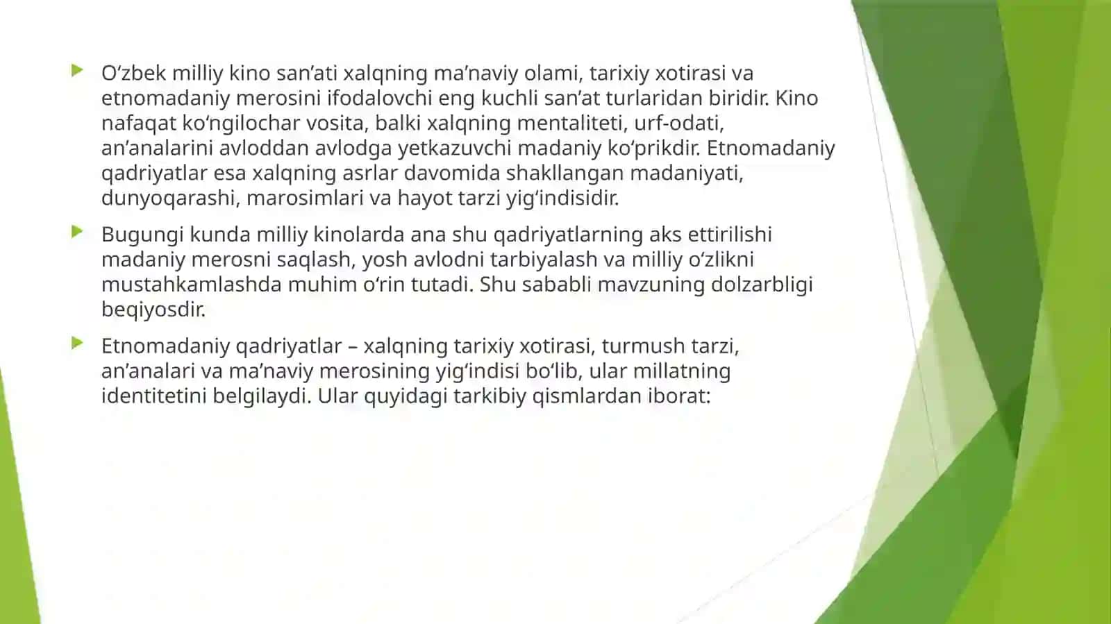Milliy kino san’atida etnomadaniy qadriyatlarni namoyon bo‘lishi. 3