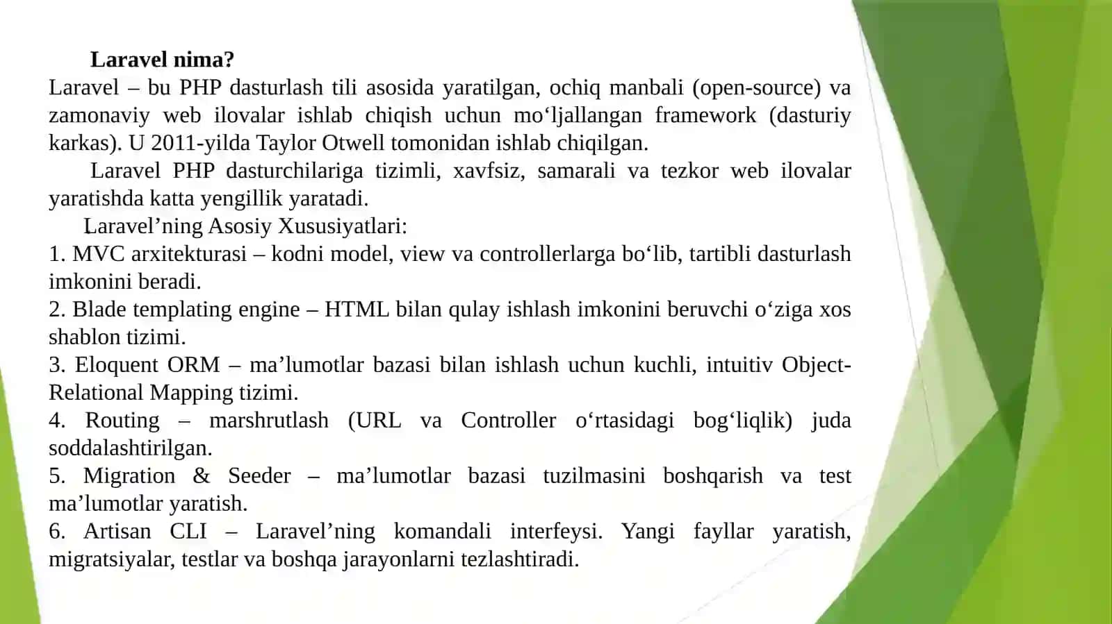 LARAVEL Fremeworki.PHPda web ilovalar yaratish 3