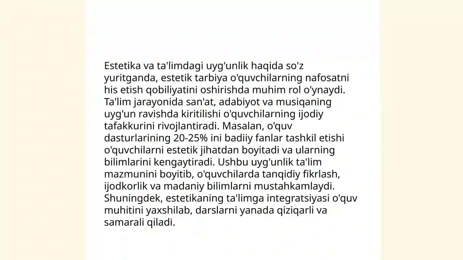 Estetika falsafasi va pedagogika mutanosibligi by Nilufar Hakimjonova 3