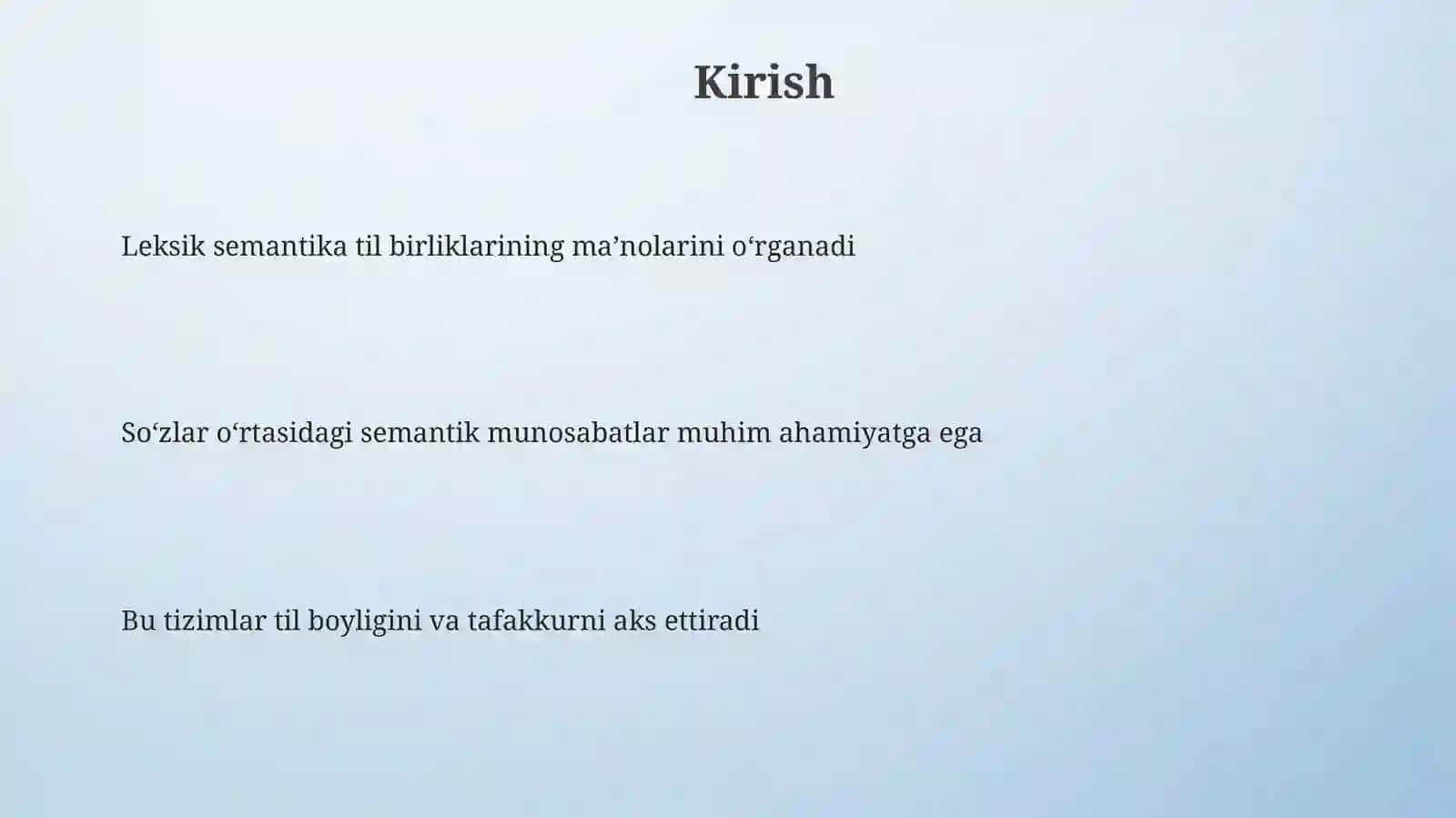Leksik semantik sistemalar lugʻaviy maʼnoviy guruh 3