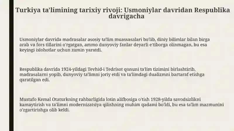 Turkiya ta'limi: tarixi va buguni 3