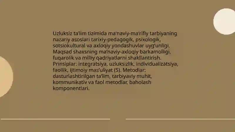 Uzluksiz taʼlim tizimida maʼnaviy maʼrifiy tarbiyaning roʻli 3