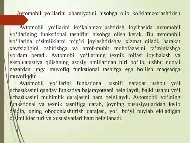 Avtomobilyo‘llari ko‘kalamzorlashtirishtexnologiyalari 3